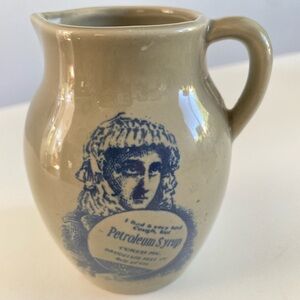 Vintage Pottery Jug Pitcher Syrup Cured Me Vintage Kitchen Farmhouse Cottage